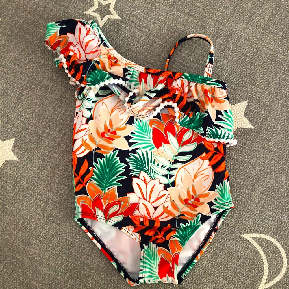 Janie & Jack Off-shoulder Ruffle Swim Suit 2T
